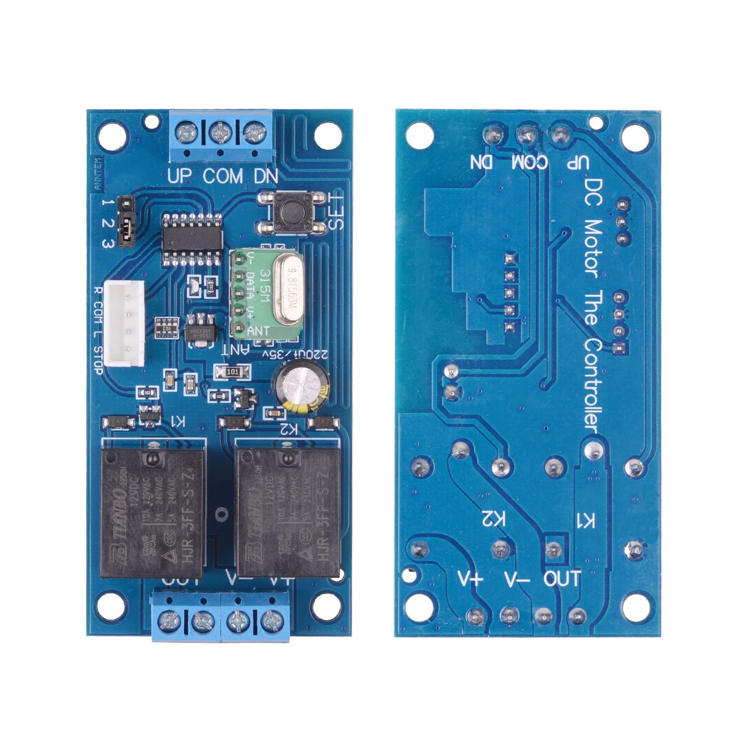DC 12V Motoren Drahtloser Fernbedienung Schalter, 433 MHz 2-Kanal RF Relais Fernbedienungsschalter DC 9–12 V Fernrelaisempfänger Funkschalter （2 Sender mit 1 Empfänger ）