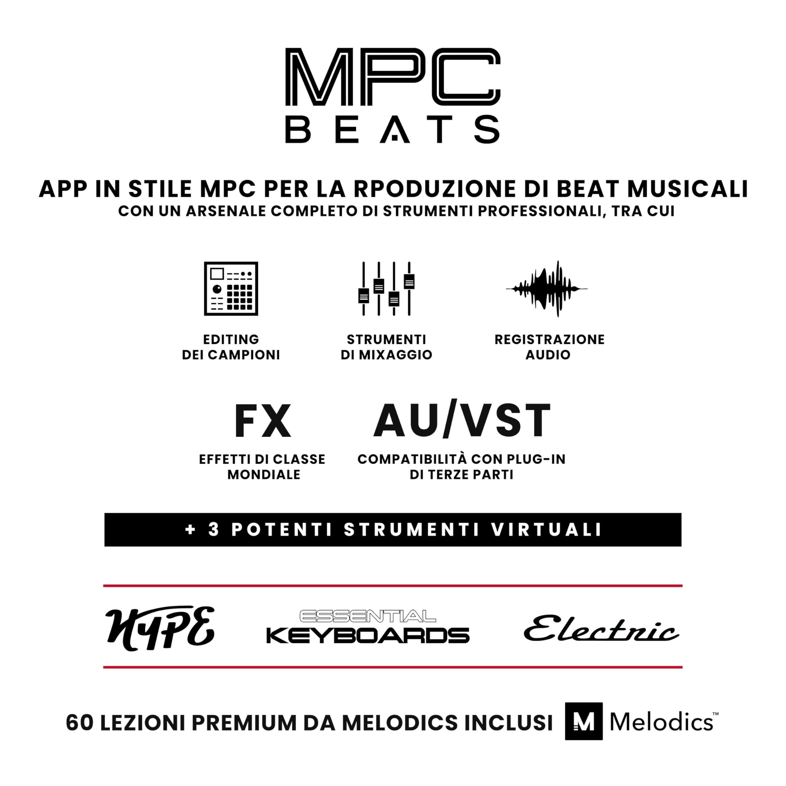 Akai Professional MPK Mini Play MK3 - Tastiera MIDI Controller USB con Casse e Suoni Interni, Tastiera Dinamica, Pad MPC, Suite Software e Native Instruments Sound Package