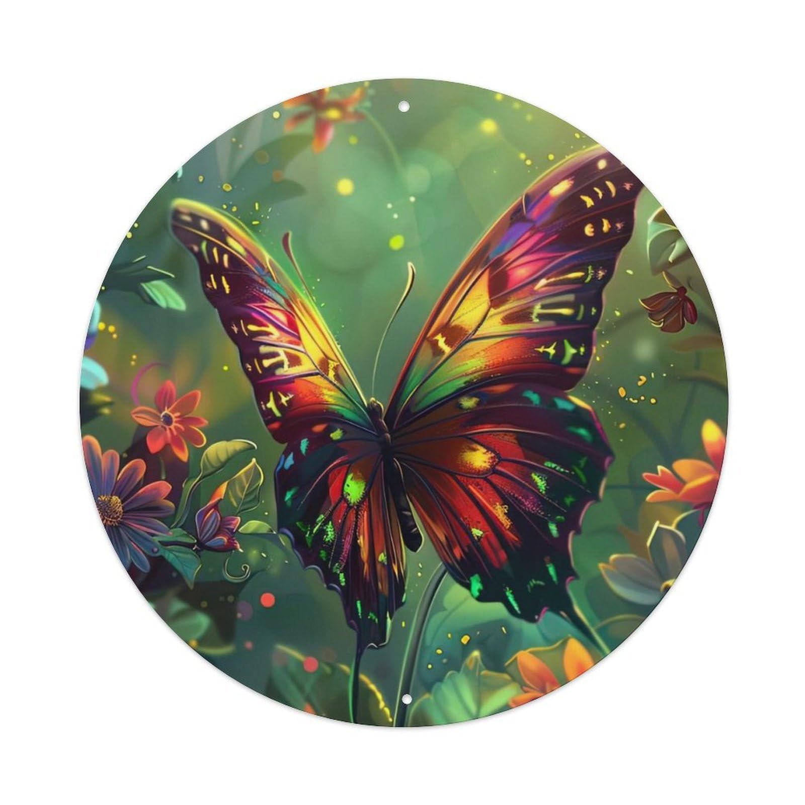 Animal Artwork Butterfly in The Garden Metal Tin Sign