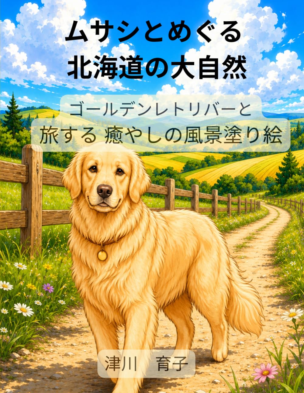 ムサシとめぐる 北海道の大自然: ゴールデンレトリバーと旅する 癒やしの風景塗り絵 (かわいい犬たちとめぐる日本の旅)
