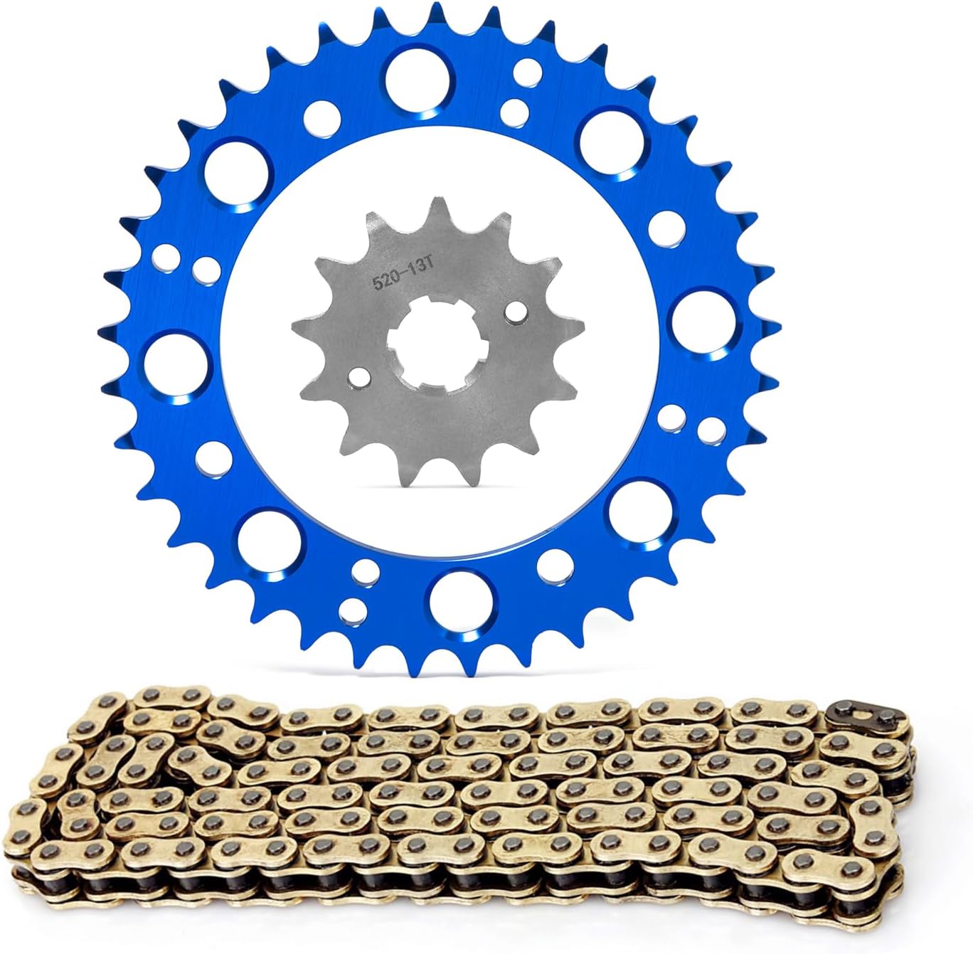 13 Tooth Front 37T Aluminum Blue Rear Sprocket Kit 520 Chain 120 Links for Yamaha YFZ350 Banshee YFM350 Warrior 1987 1988/YFM350 Raptor 2004-2013