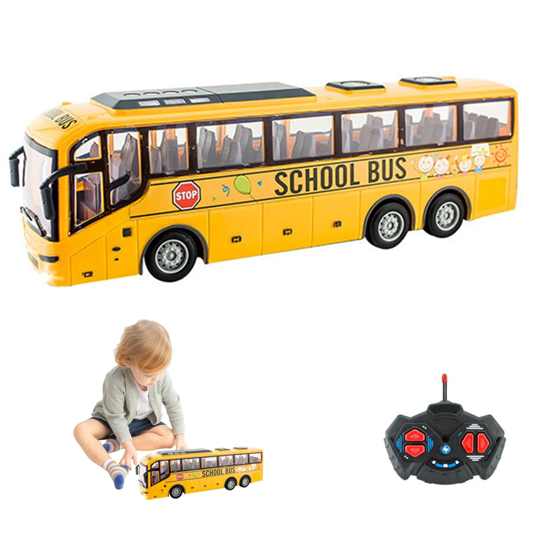 Jouet Bus 12, 4 x 3, 2 x 4, 5 pouces, jouet de bus électrique sans fil, échelle 1:30, simulateur de tourisme réaliste, télécommande amusante, créative pour garçons et filles, sans batterie, jouets
