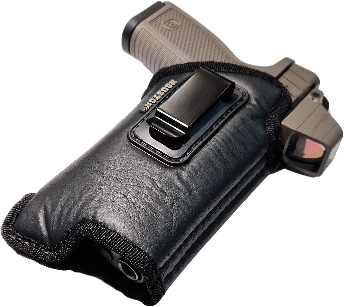 Houston IWB Gun Holster Concealed Eco Leather Inside Waistband Carry With Metal Clip Adjustable For Light Or Laser Secure Daily Fit For Full Size Compact And Subcompact Pistols Concealed Carry Holster
