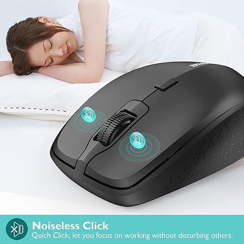 Miniatura 5 de Mouse inalámbrico para portátil, mouse portátil con alfombrilla de mouse de 2.4 GBT ergonómico para uso de mano derecha o izquierda, 3 DPI