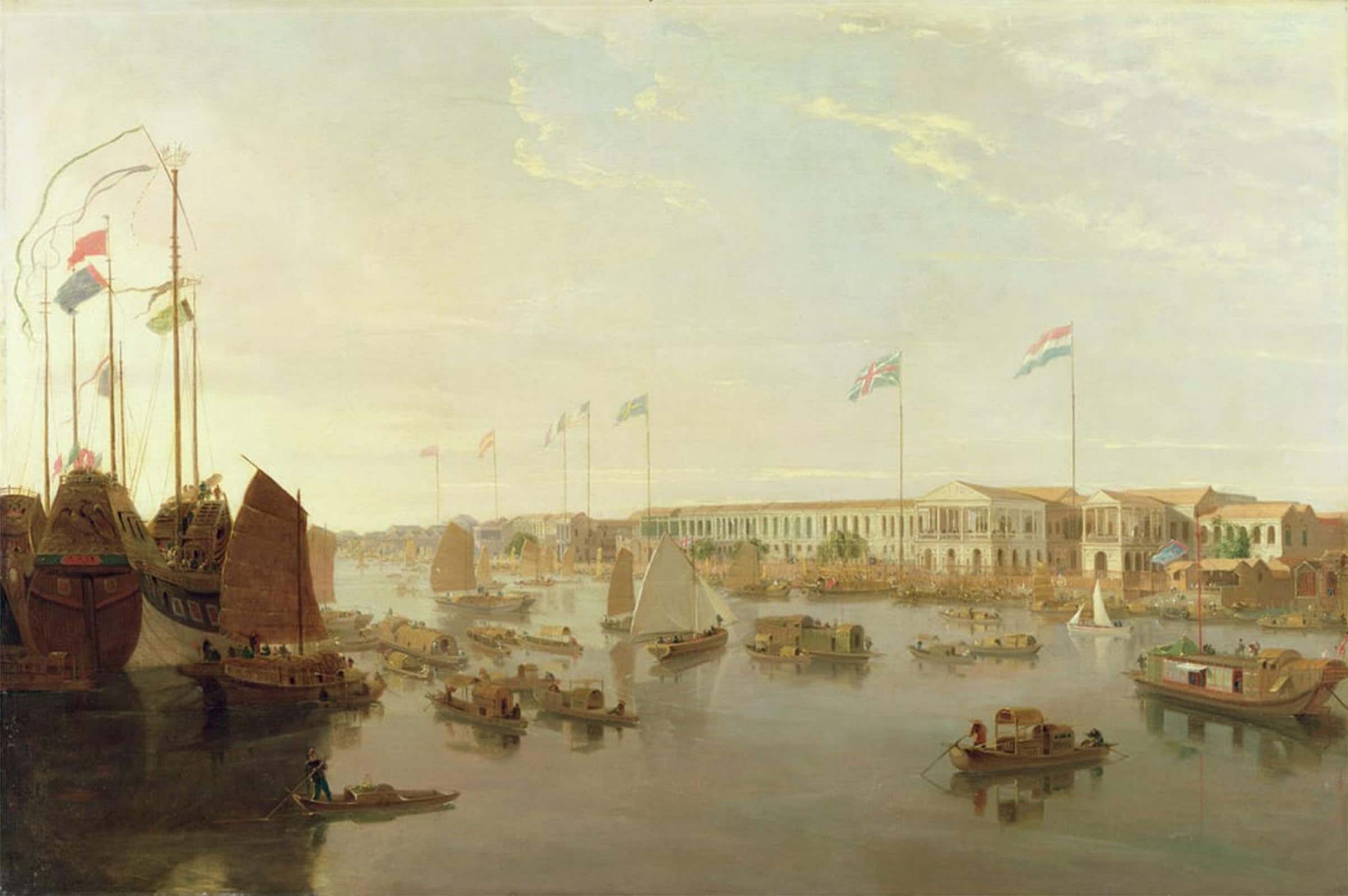 Artxlxxbn No Frame Famous Painting Canvas Artwork Graffiti Print The European Factories Canton By William Daniell Portrait Canvas Image For Home Decor 60X90cm