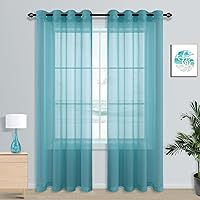 Vista 51 de Cortinas traslúcidas terracota de 84 pulgadas de largo para sala de estar y dormitorio, con ojales, estilo bohemio, aireadas, transparentes, de lino