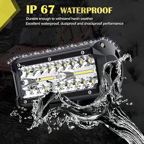 Miniatura 6 de Barra de luz LED de 7 pulgadas, 240 W, 24000 lm, luces LED de triple fila, haz combinado de inundación de punto blanco, luces de conducción