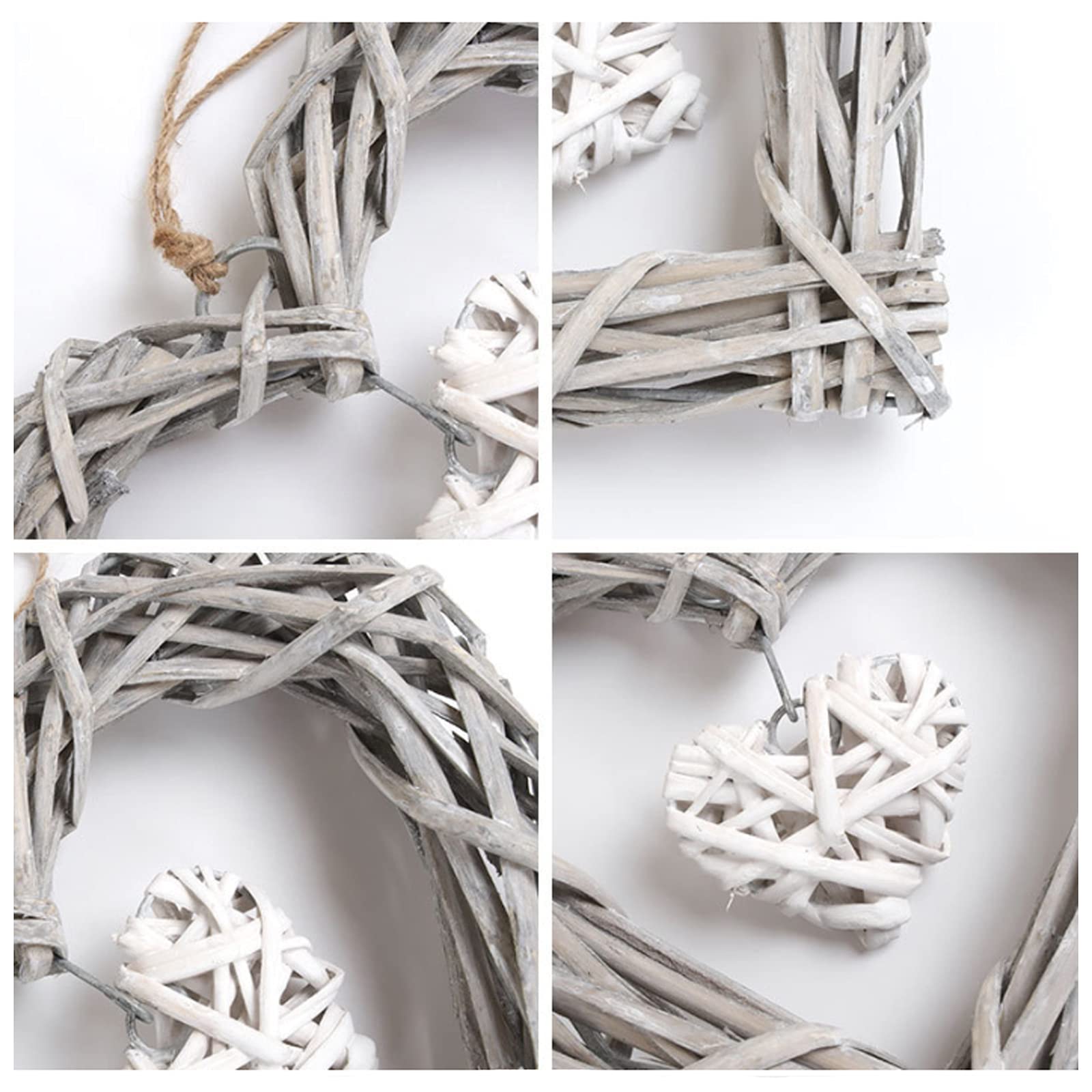 Niaciswe Vimini Cuori Appesi Ghirlande 2 Pezzi Ghirlanda di Vimini a Forma di Cuore Vimini Cuore Corona Decorazioni Cuori da Appendere in Vimini Decorazioni Cuori da Appendere Appesi Rattan a Forma