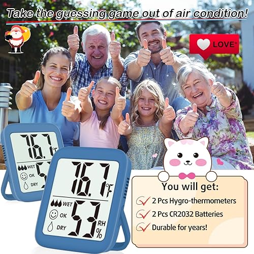 Miniatura 7 de Antonki Paquete de 2 Termómetros de Habitación para el Hogar, Higrómetro Medidor de Humedad Interior, Monitor de Sensor Digital de Temperatura y