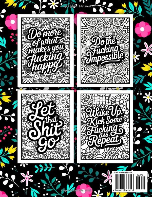 Cheer The Fuck Up Swear Word Coloring Book: 50 Funny and Motivational Cussing Phrases with Beautiful Floral Designs for stress relief. image 3