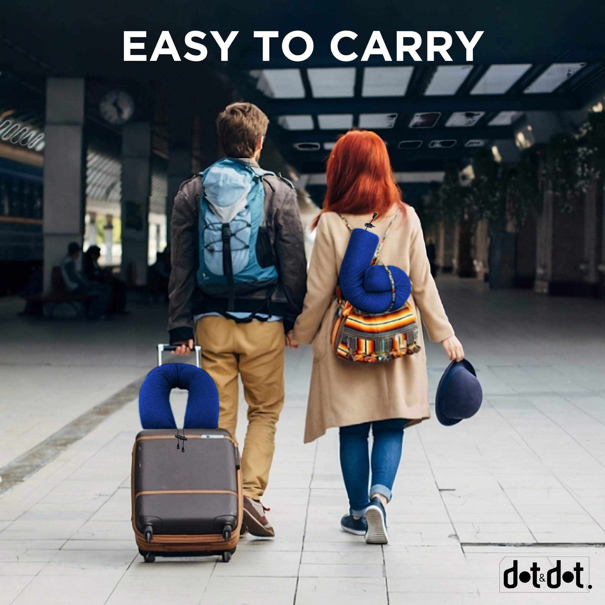 Dot&Dot Cuscino da viaggio in memory foam Twist per aeroplani, cuscino da viaggio per dormire, cuscino da aereo per supporto cervicale, regolabile, pieghevole