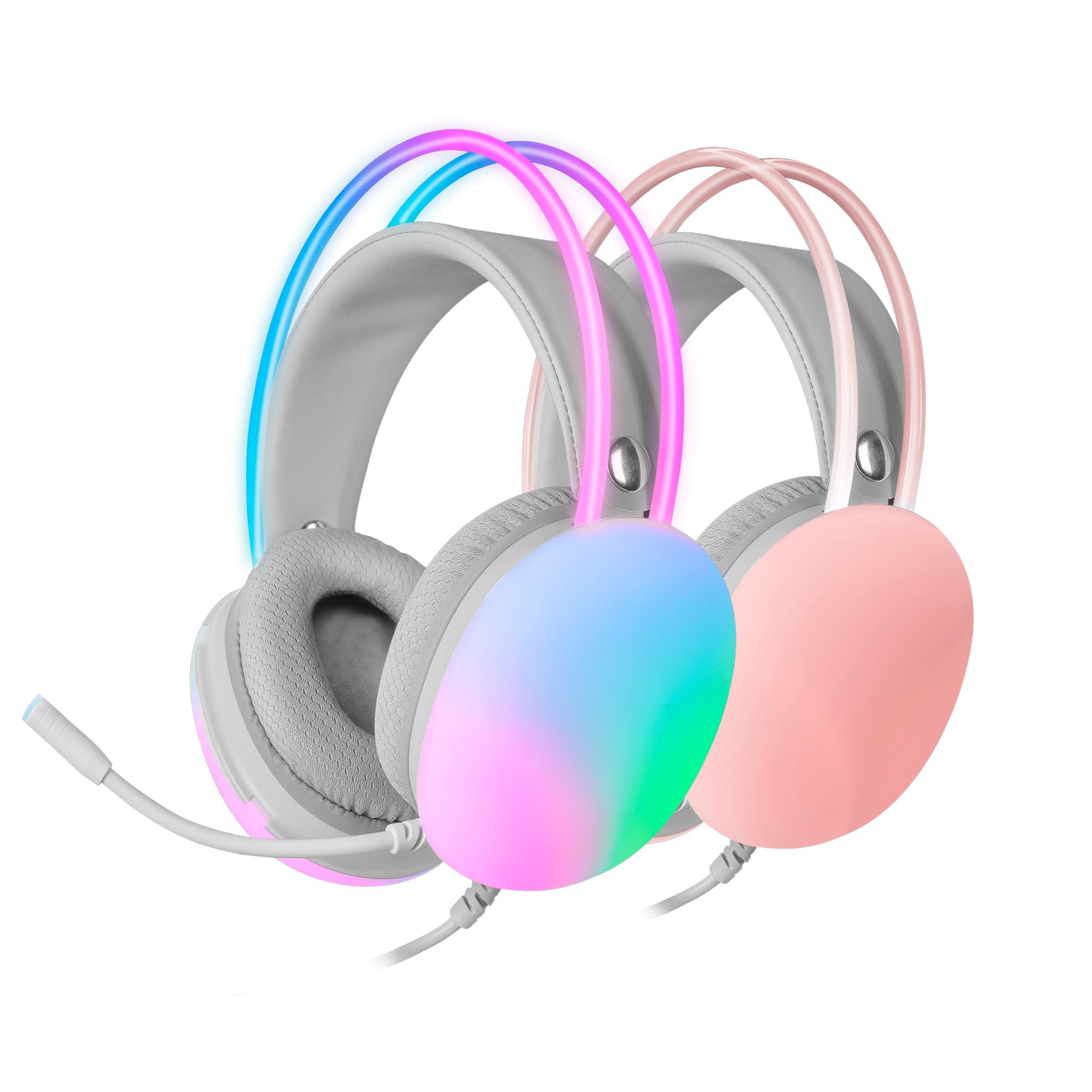 Mars Gaming MH124, Auriculares Gaming FRGB Rainbow, Diseño Ergonómico, Micrófono Flexible, Control de Volumen, Windows, Linux, Mac, PS4, PS5, Xbox One, Xbox Series X|S, Switch, Switch 2, Blanco — view 7