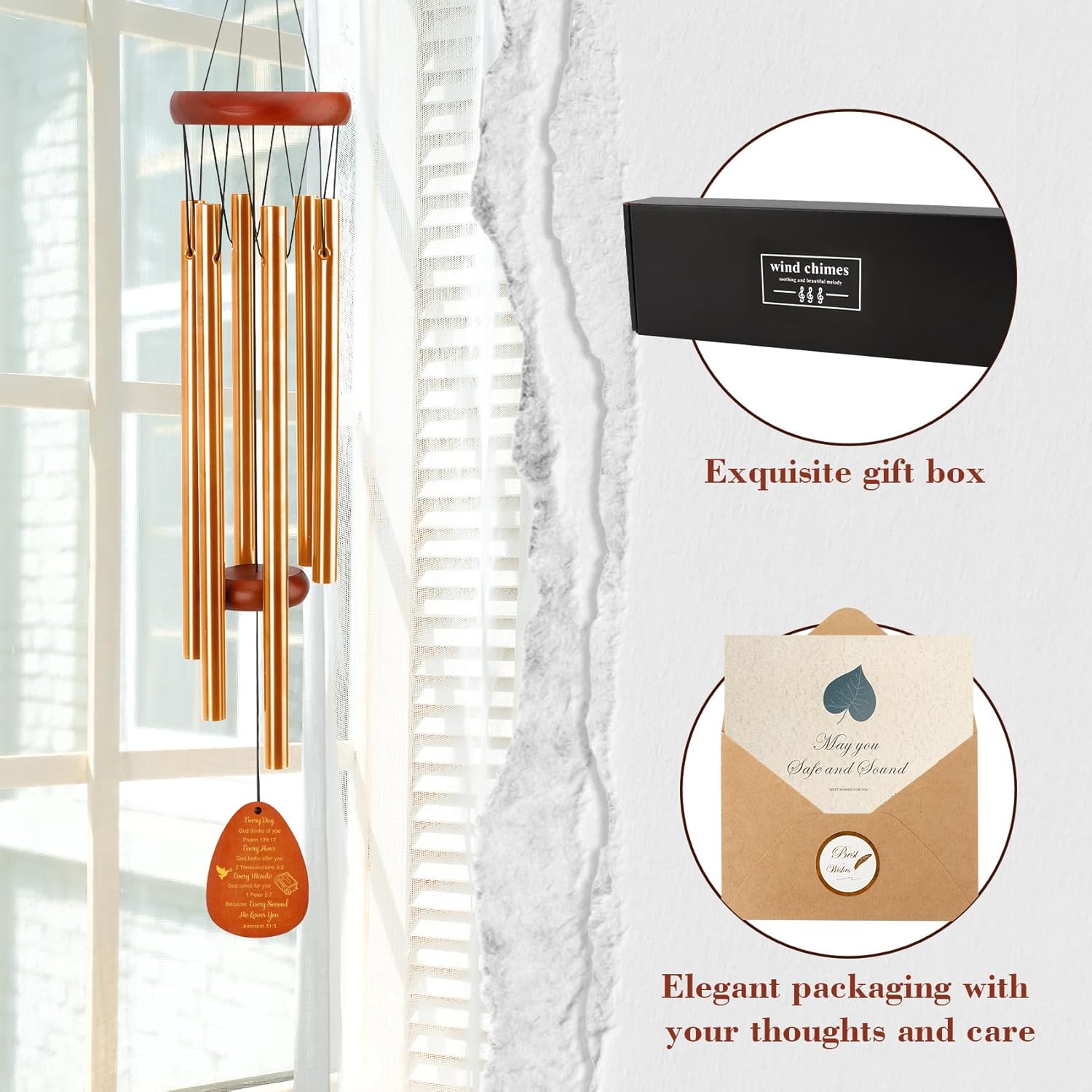 Bible Gifts for Women Men Wind Chimes Bible Verse Gifts Scripture Gift Biblical Gift for Women Biblical Easter Presents Religious Christian Present for Godma Godfather - Image 4