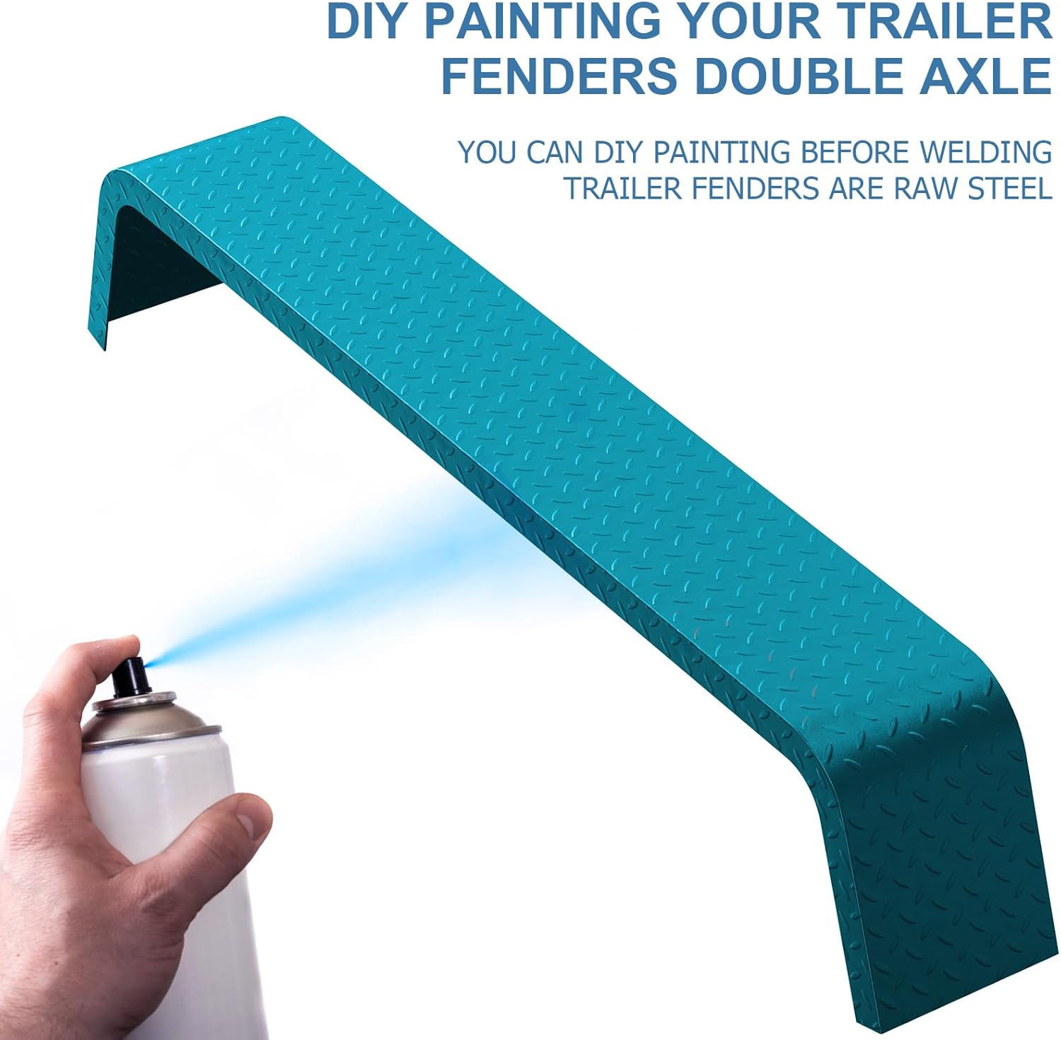 2 Pack Tandem Axle Trailer Fenders, 72-7/8"x10-1/4"x13", Fit for 13"-15" Tires, Heavy Duty Steel Diamond Plate, Dark Gray