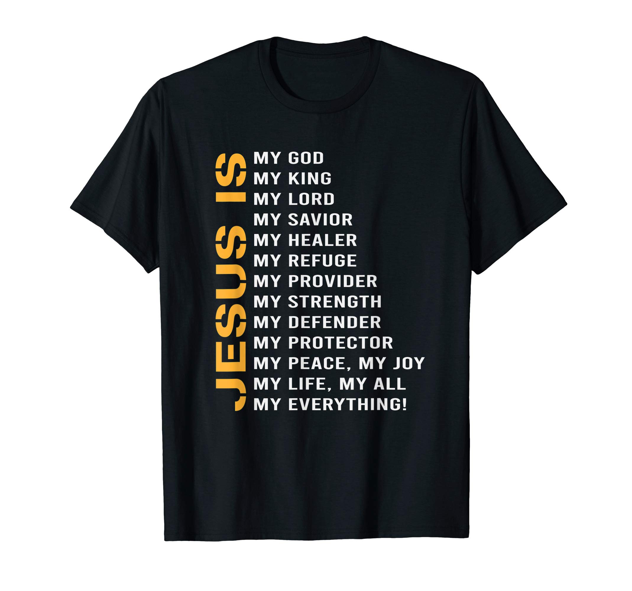 Jesus Lord God Savior Devotee Gift Idea Jesus T-Shirt - Men's Unisex Kids - Black - Religious Theme - Long Sleeve - Small - Crew Neck - Classic Fit - Stretchable - Cotton 60% Polyester 40%