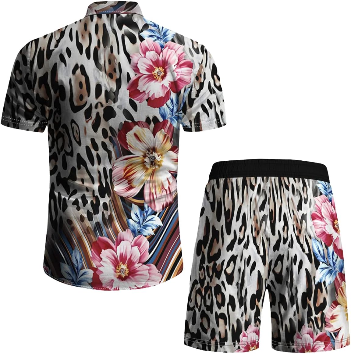 RPOVIG Beach Outfit Matching Shirts Shorts Men's Hawaiian Festival Floral Clothes 2 piece Sets with Bucket Hat - Image 5