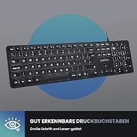 Perixx PERIBOARD-331 Vezetékes USB Billentyűzet, Vékony Dizájn, Nagy Betűs, Fehér Háttérvilágítás, Német Kiosztás 4