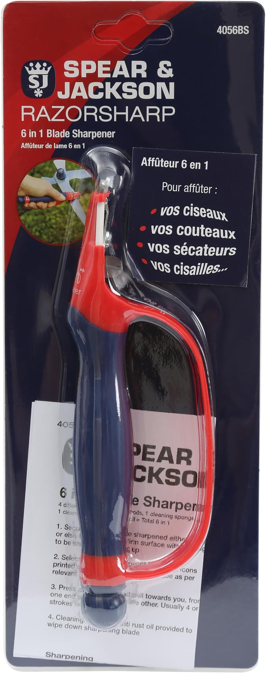 Spear & Jackson 4056BS Blade Sharpener, 6 in 1, Red & Blue