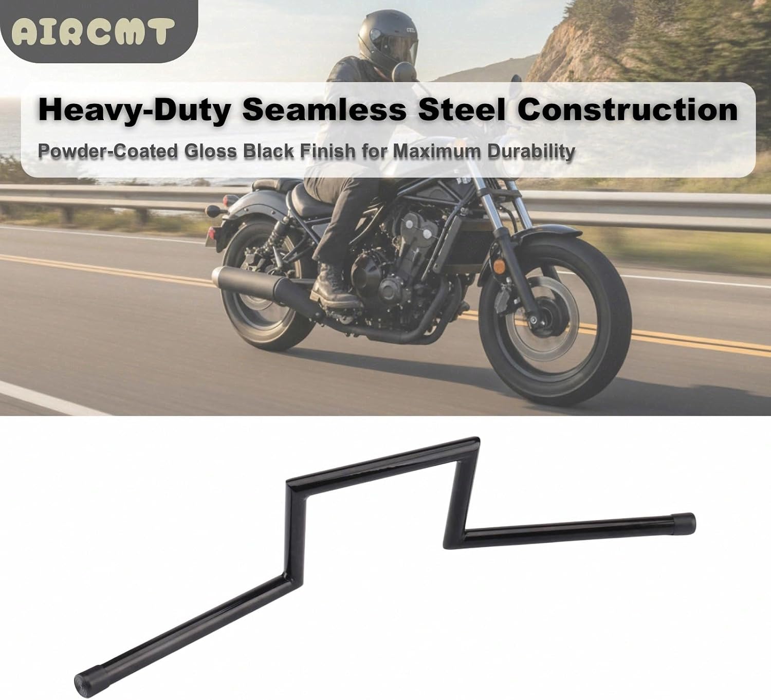 7/8'' 22mm Motorcycle Z Drag Bar Handlebar For Honda Suzuki Yamaha Kawasaki Harley Chopper Cruisers Bobber Custom (Height 6'')