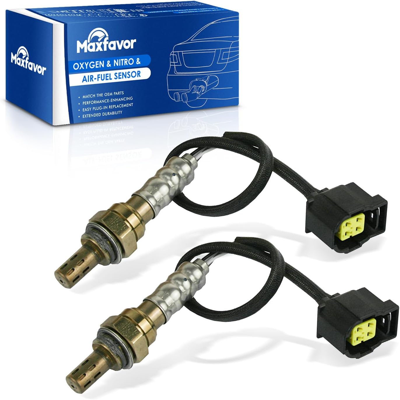 MAXFAVOR 2Pcs Oxygen Sensor Replacement for Chrysler 300 2011 2012 2013 2014 Dodge Challenger Charger Durango Jeep Grand Cherokee 234-4545 x2 O2 Sensor