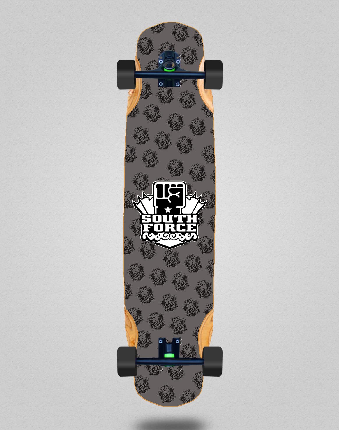 South Force Skate Skateboard Longboard Complete Mix Bamboo 38 x 8,45 NF Gris