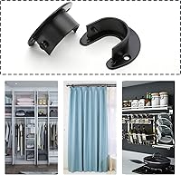 Vista 7 de 4 soportes de acero inoxidable para barra de armario, soporte de barra de cortina de ducha en forma de U de 1 pulgada, soporte de extremo para barra