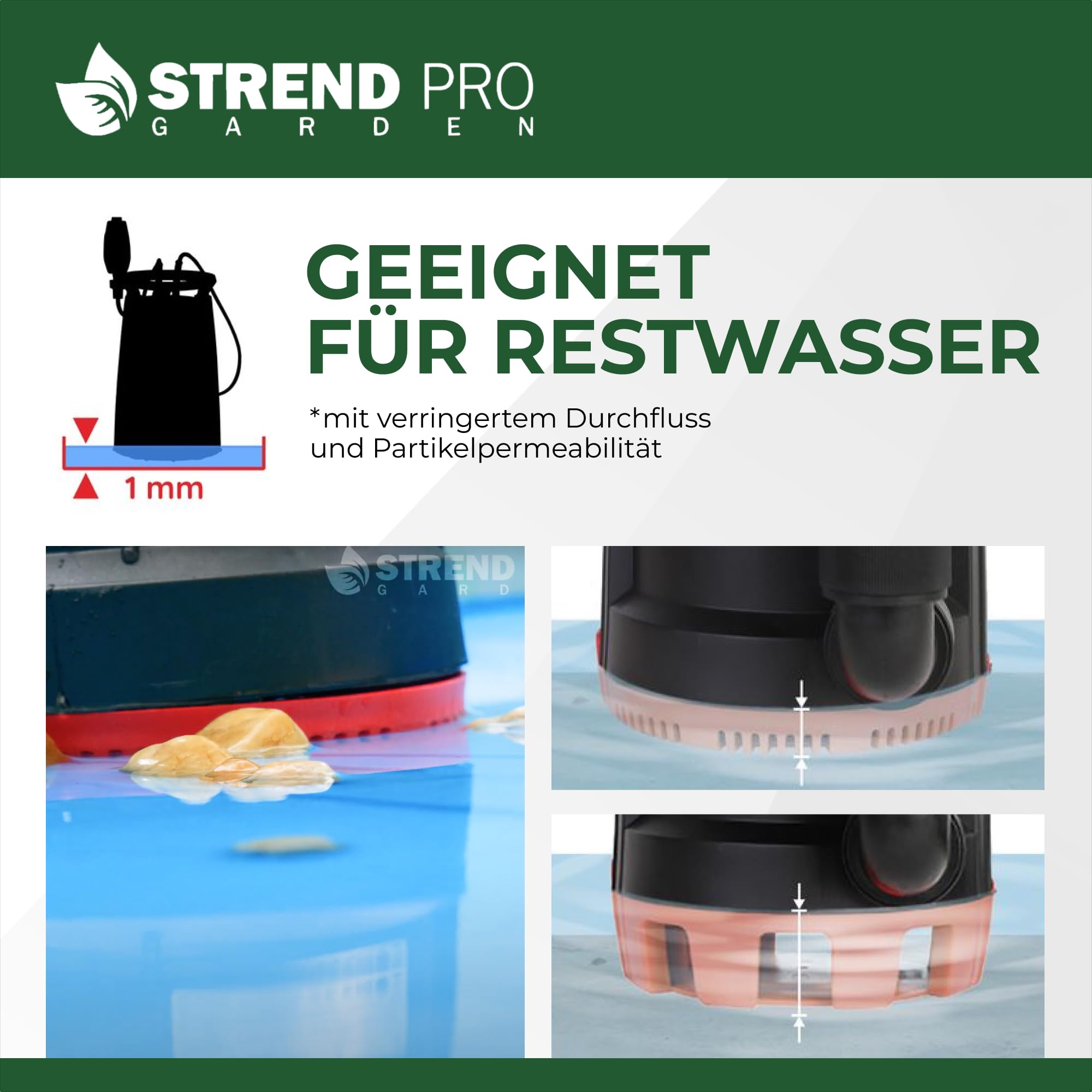 STREND PRO Tauchpumpe MC900E | FLACHSAUGEND ab 1mm | mit SCHWIMMERM | 900W, 18000 l/h | Wasserpumpe | KLARES UND TRÜBES WASSER aus Schwimmbädern, Stauseen, Brunnen, Schächten | Schmutzwasserpumpe