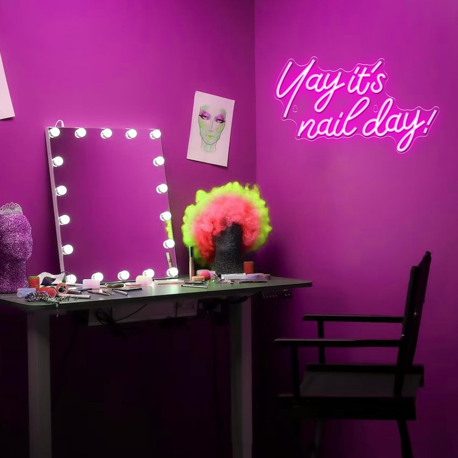 Kavaas Yay It's Nail Day Neon Sign - Neon Sign for Salon Bar, Beauty Room, Bedroom - Great Gift for Nail Tech Girls, Christmas, Birthday - Image 4