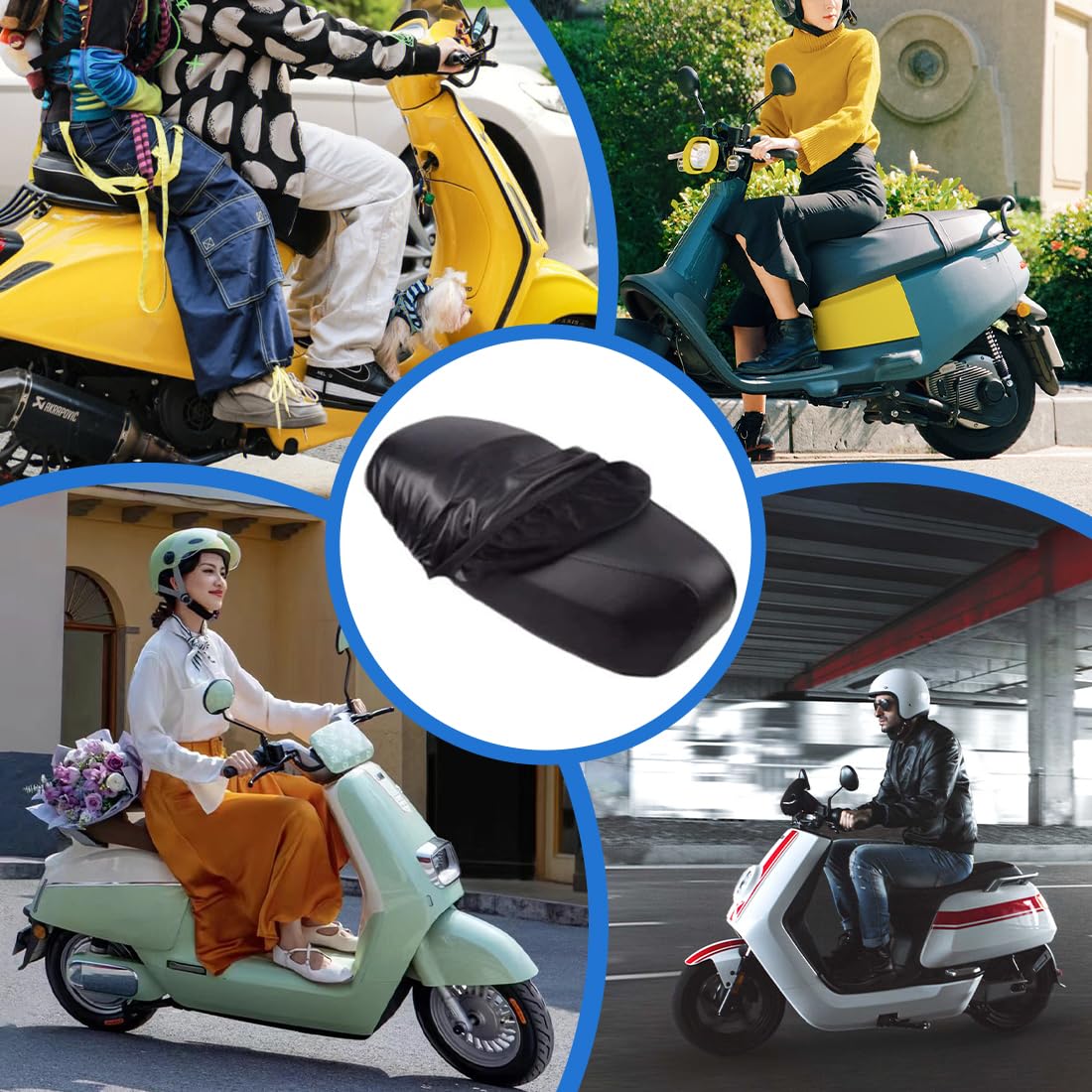 Uniwersalny wodoodporny pokrowiec na siodełko, pokrowiec na siodełko motocyklowe, wodoodporny, odporny na deszcz i zarysowania, odpowiedni do wszystkich rodzajów motocykli i skuterów, 100 cm