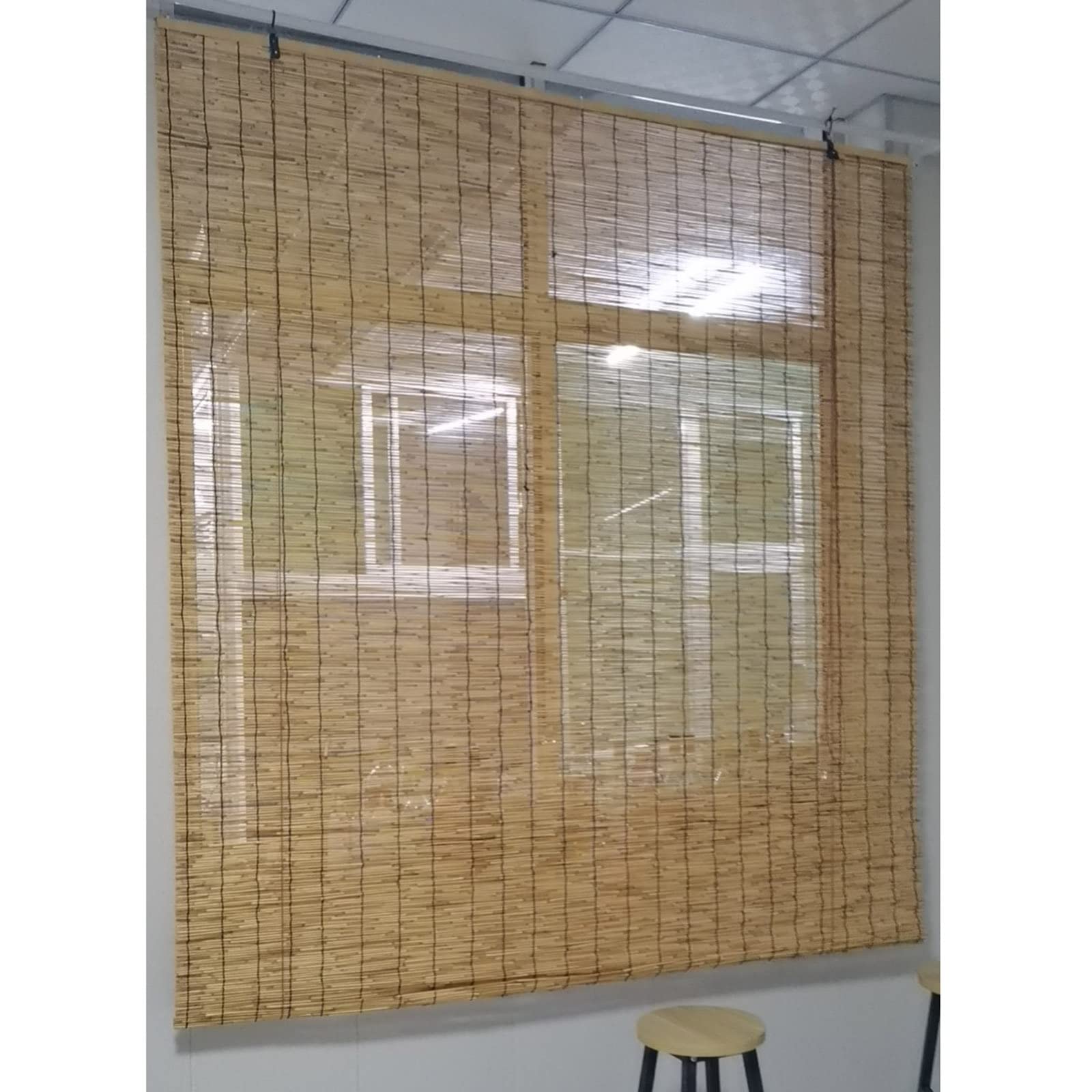 Riet Jaloezieën, Bamboe Blind Natuurlijk Rietgordijn Rolgordijn, Maten aangepast Zonnescherm voor Venster/deur/patio (Color : A, Size : 90x100cm/36x39in