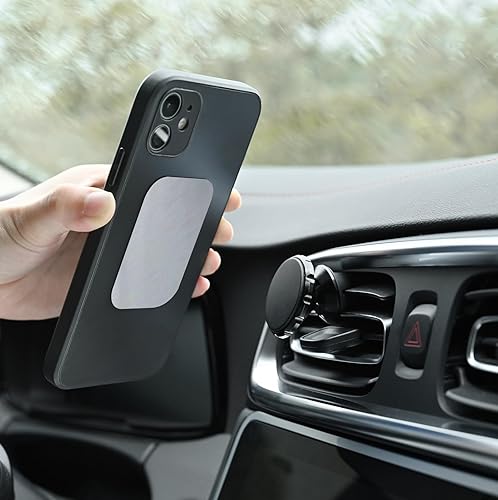 Miniatura 33 de Imanes de teléfono – Placas de metal universales, 2 rectangulares y 2 redondas con adhesivo, imanes de coche (negro)