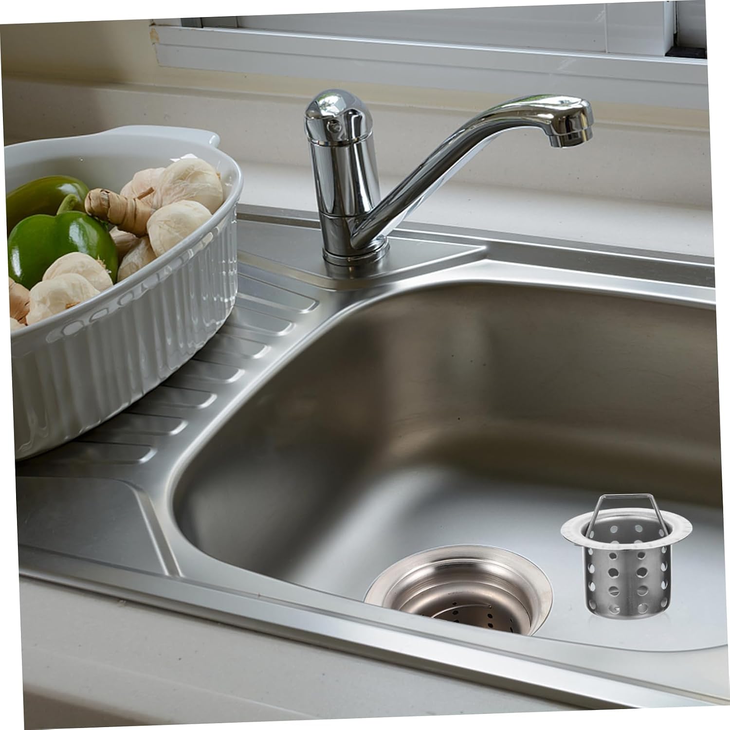 Stainless Sink Stopper Kitchen Sink Strainer Floor Drain Strainer Basket Easy Wash Dishwasher Safe No Clogging