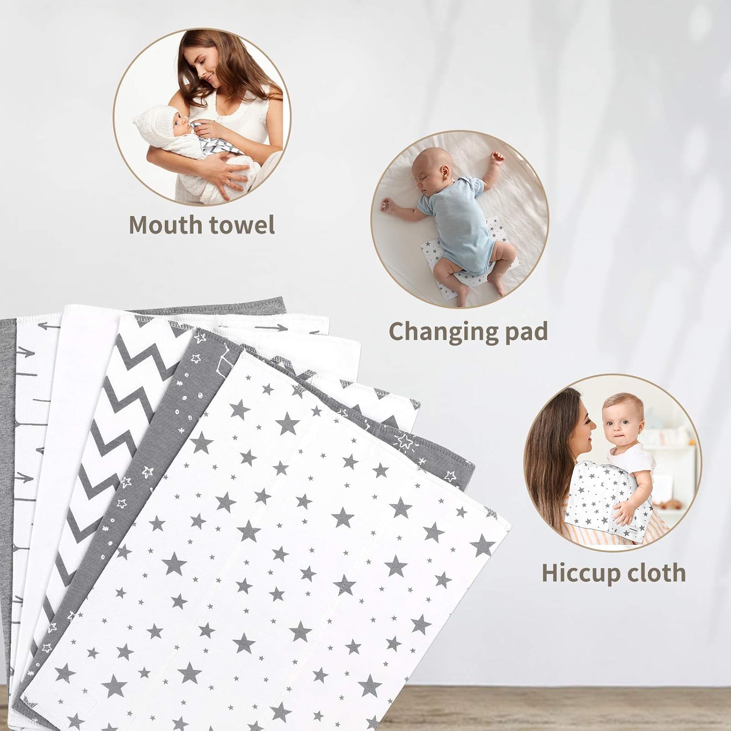 Burp Cloths for Baby Boys and Girls - 6 Pack Baby Burp Cloths -100% Cotton Double Layers of Extra Absorbent Burping Cloths Set - Spit Up Burp Rags : Baby