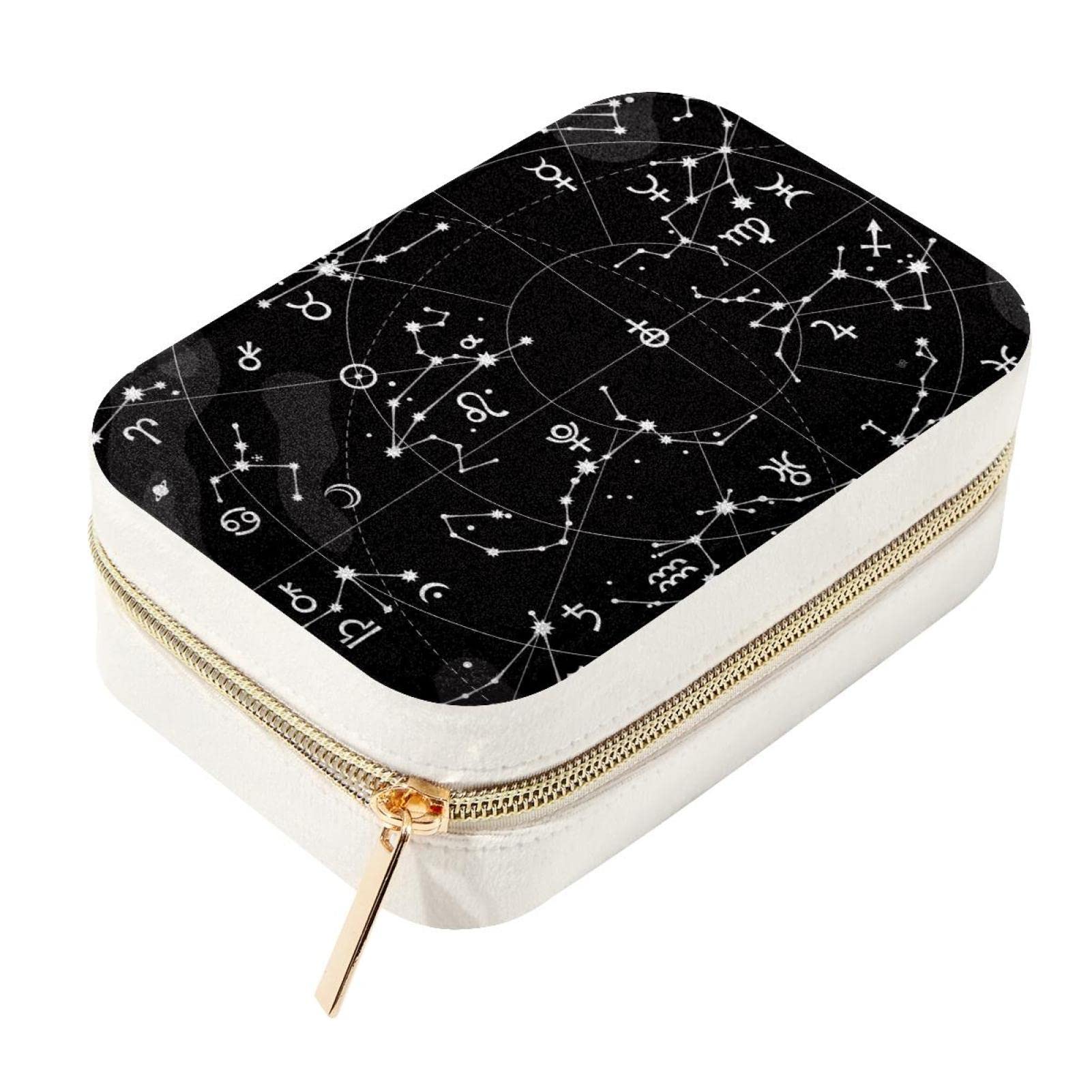 Boîte à bijoux de voyage pour fille et femme mini coffret constellation double couche