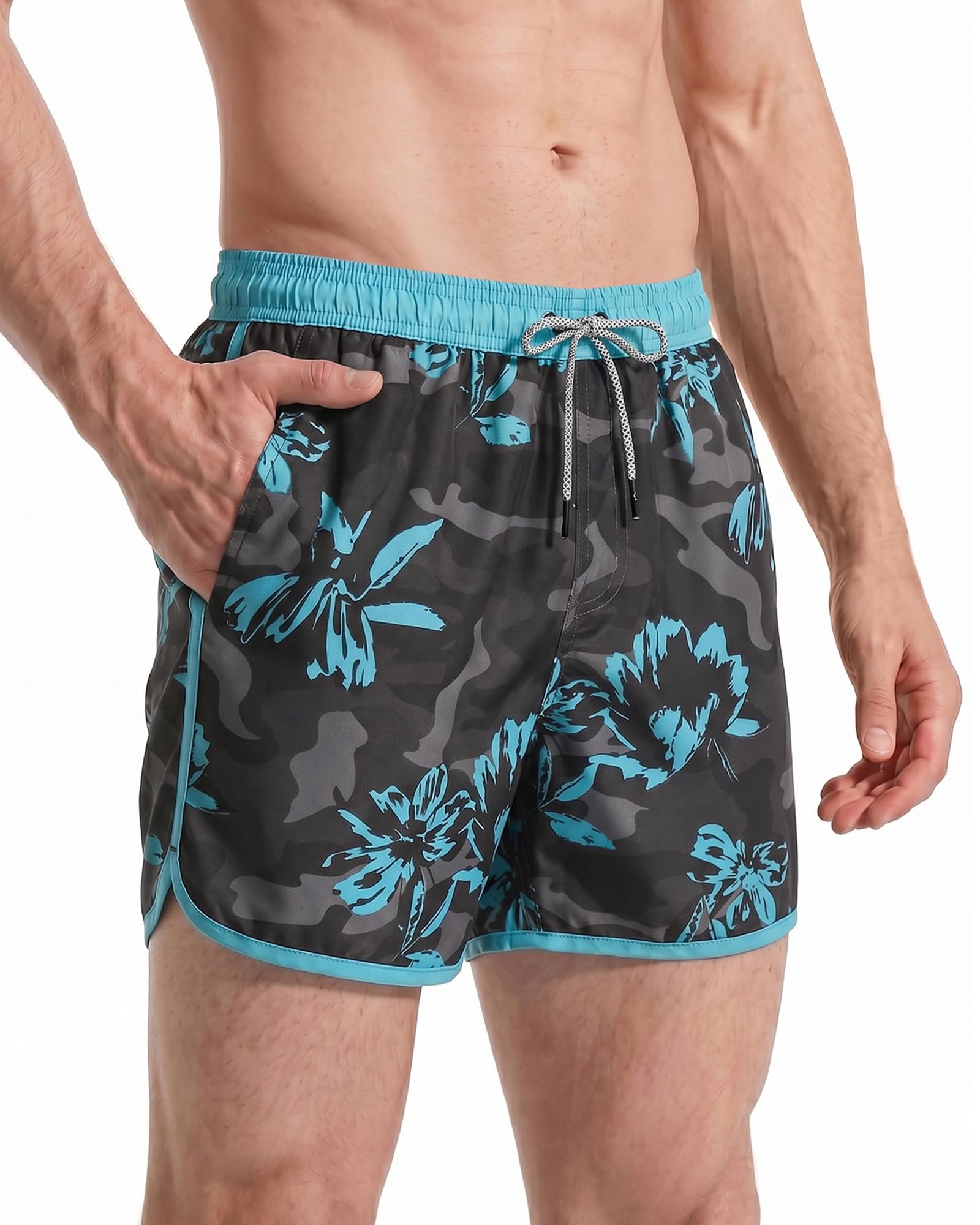 maamgic Herren Badeshorts Vintage Retro Boardshorts Schnelltrocknend Kurz Badehose Schwimmhose mit Mesh-Futter und Verstellbarem Tunnelzug