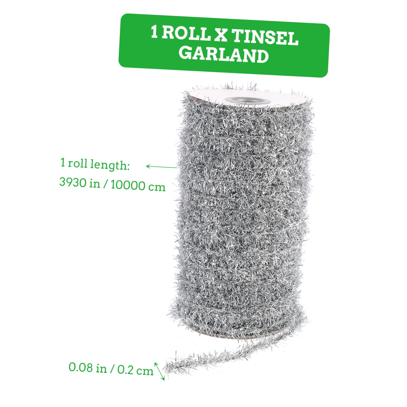 HOODANCOS 1Roll Tinsel Garland for Christmas Tree Metallic Streamer Party Supplies Thin Tinsel Ribbon for Holiday Decorations for Weddings Parties and Festive Events