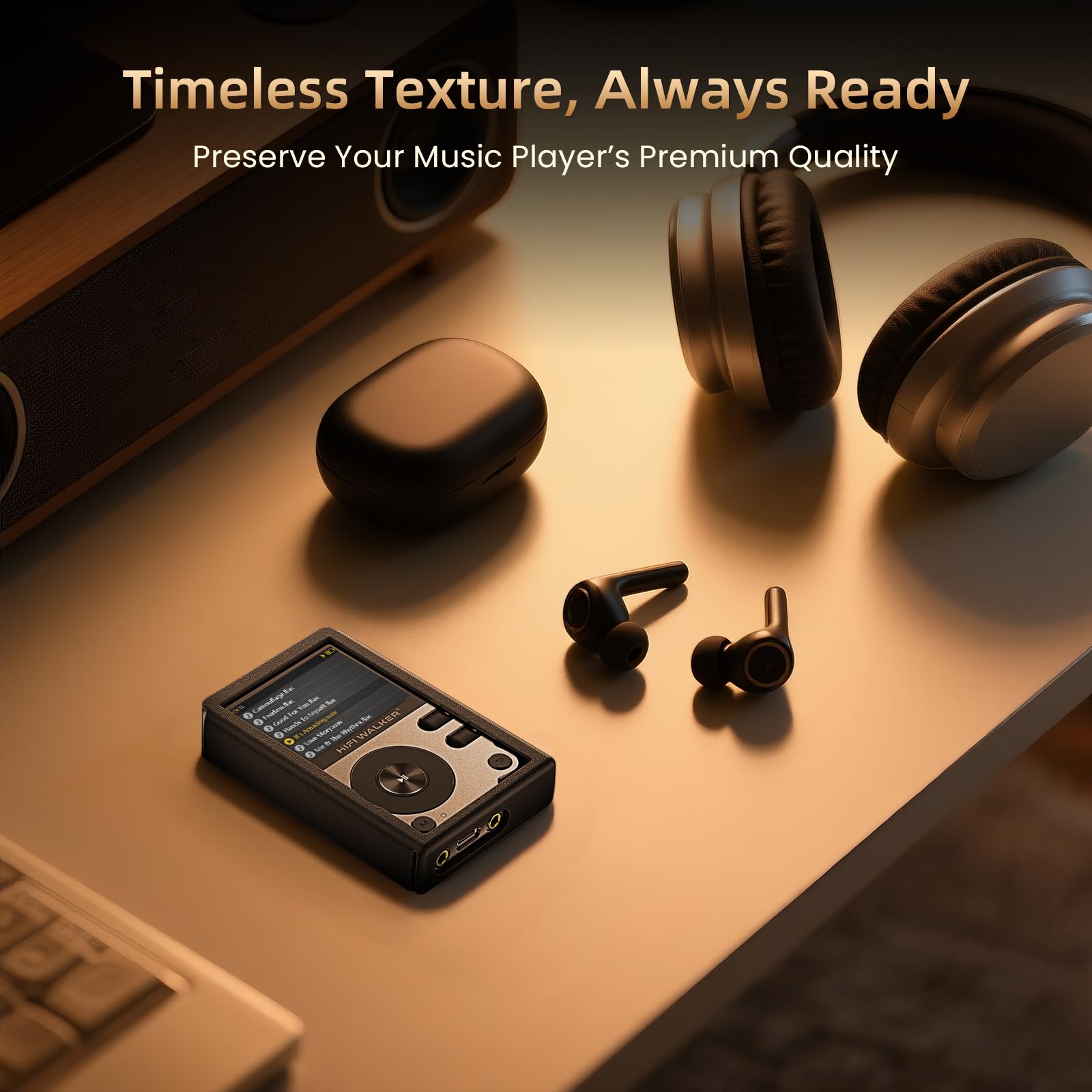 HIFI WALKER Étui de protection en cuir synthétique H2 - Protection complète sur mesure, résistant aux chocs et aux rayures, design léger, noir (étui uniquement) - 5