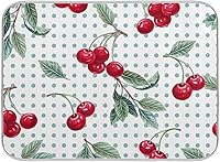 Vista 1 de Watercolor Cherry Polka Dots Dish Drying Mat for Kitchen Countertops Sinks Drying Mat Absorbent Heat Resistant Dishes Drainer Pad 16 x 18 Inch