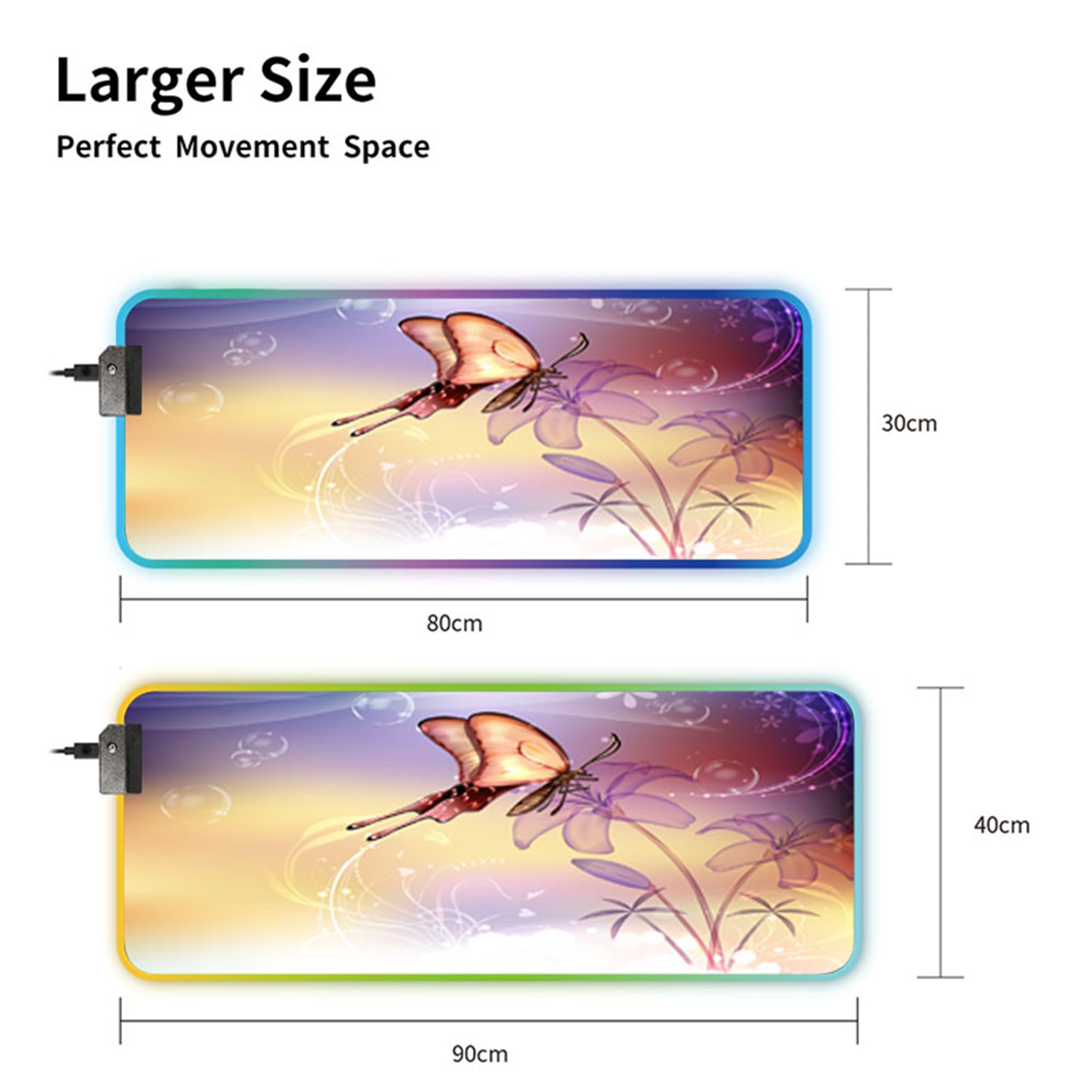 Amazon.co.jp：大型RGBマウスパッド、デスク用ゲーミングマウスパッド、キーボードとマウス用マウスパッド、ゲーマー用14LED照明モードデスクマット、自宅やオフィス用マウスパッド、XXX-ラージ:  パソコン・周辺機器