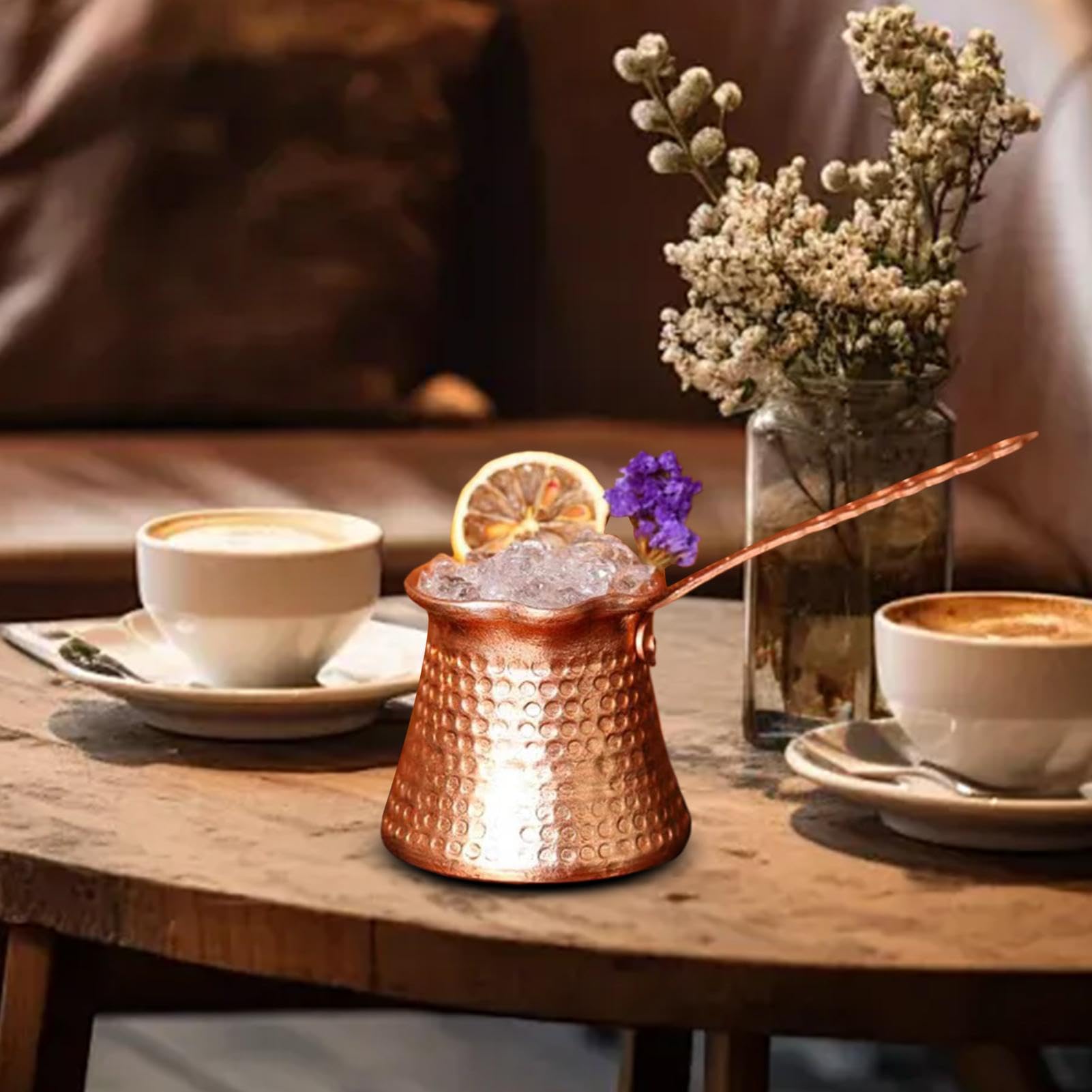 turca - turca con ancha | vintage | Café árabe | clásica chapada en cobre para café turco, café árabe