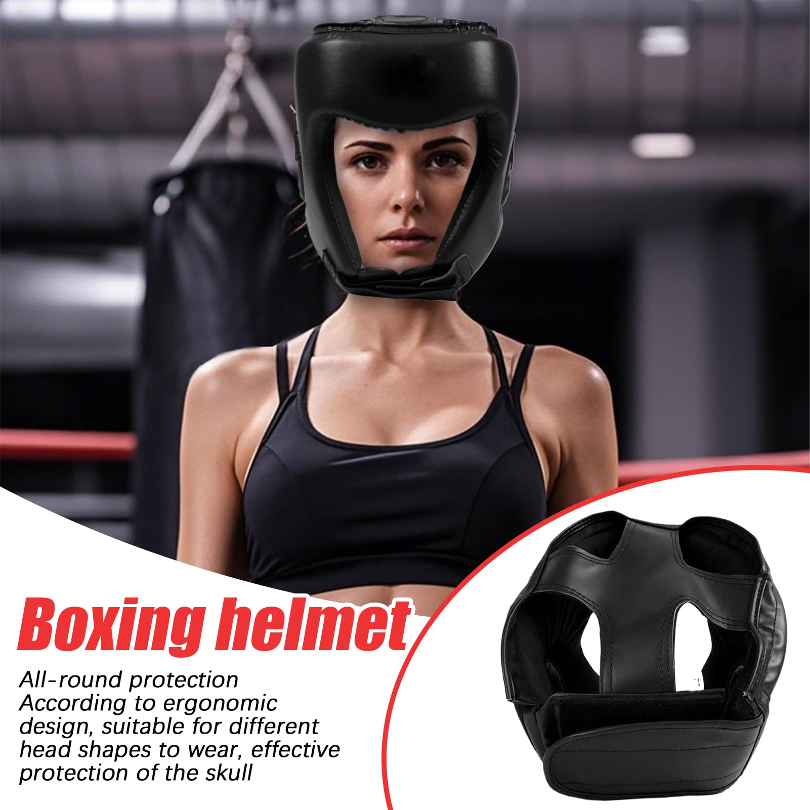 Kask bokserski, nakrycie głowy MMA, kask sparingowy, 70 cm, regulowane dopasowanie, wyściełana konstrukcja, zdejmowany grill na twarz, wszechstronne zastosowanie do ochrony policzków, czoła i uszu