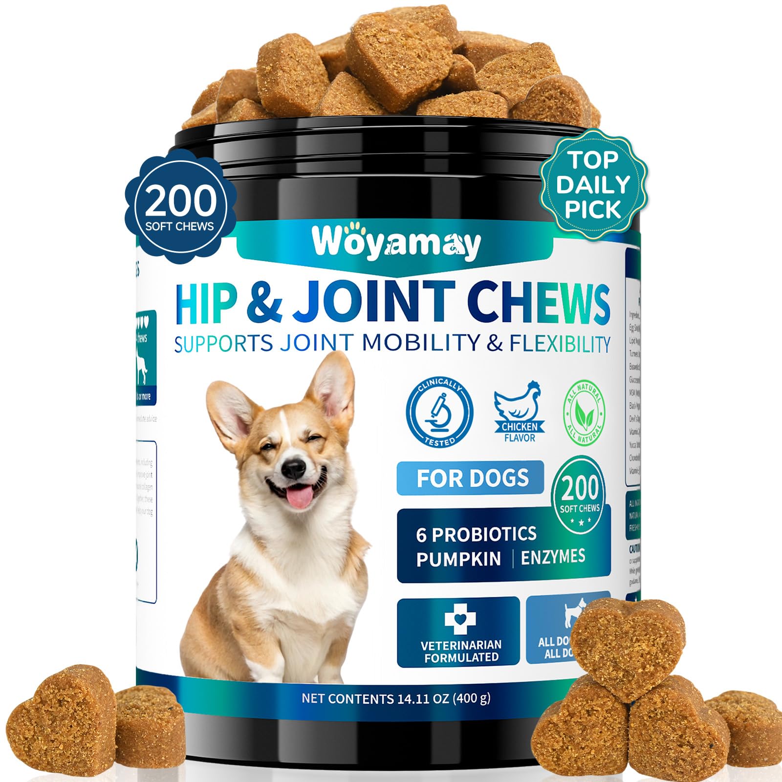 Woyamay Glucosamine for Dogs, Hip and Joint Supplement
