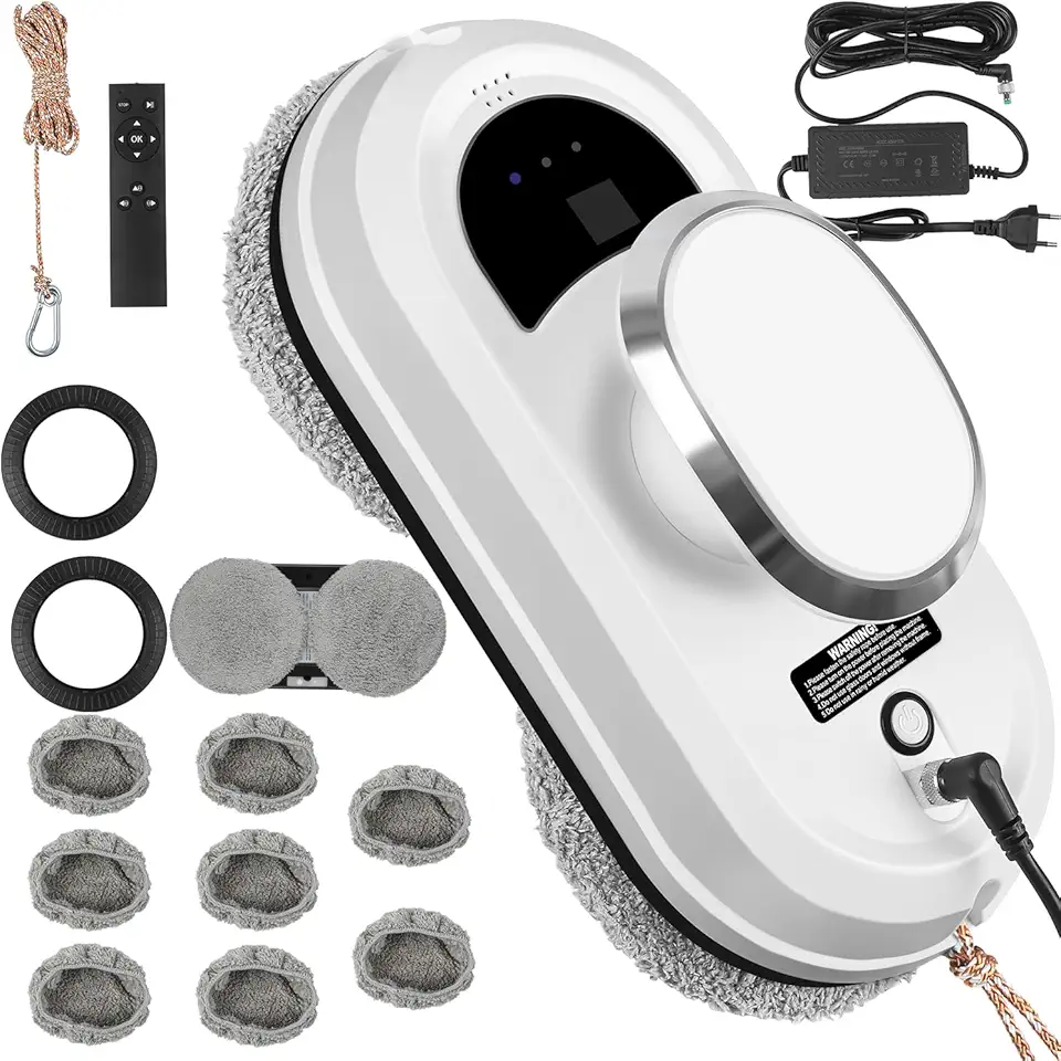 Robo Limpa Vidro, Robô Limpador de Vidros Automático, Limpador de Janela com Detecção, Robô Lavador de Janelas, Robô Inteligente de Limpeza de Vidro com Spray de Água AutomáTico/Remoto