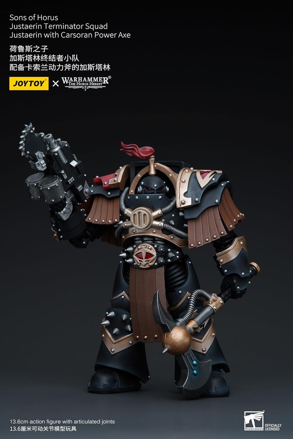 Warhammer 40K Sons of Horus MKIV Terminator Squad Justaerin with Power Axe 1:18 Scale Action Figure