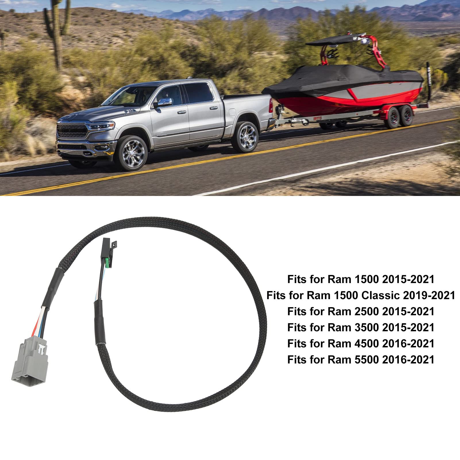 Yuecoom Brake Controller Wiring Harness Connector Adapter, Dodges Rams Pickup Trailer Brake Control Harness, 3024 P 31inch Trailer Power Brake Connector Cable for Rams 1500 2500 3500 4500 5500