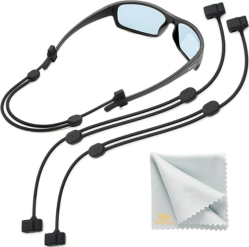 Miniatura 7 de Correa de gafas de sol con cable para hombre, cordón de cristal para mujer, 2 cordones, Silicona Negro Transparente 2pcs