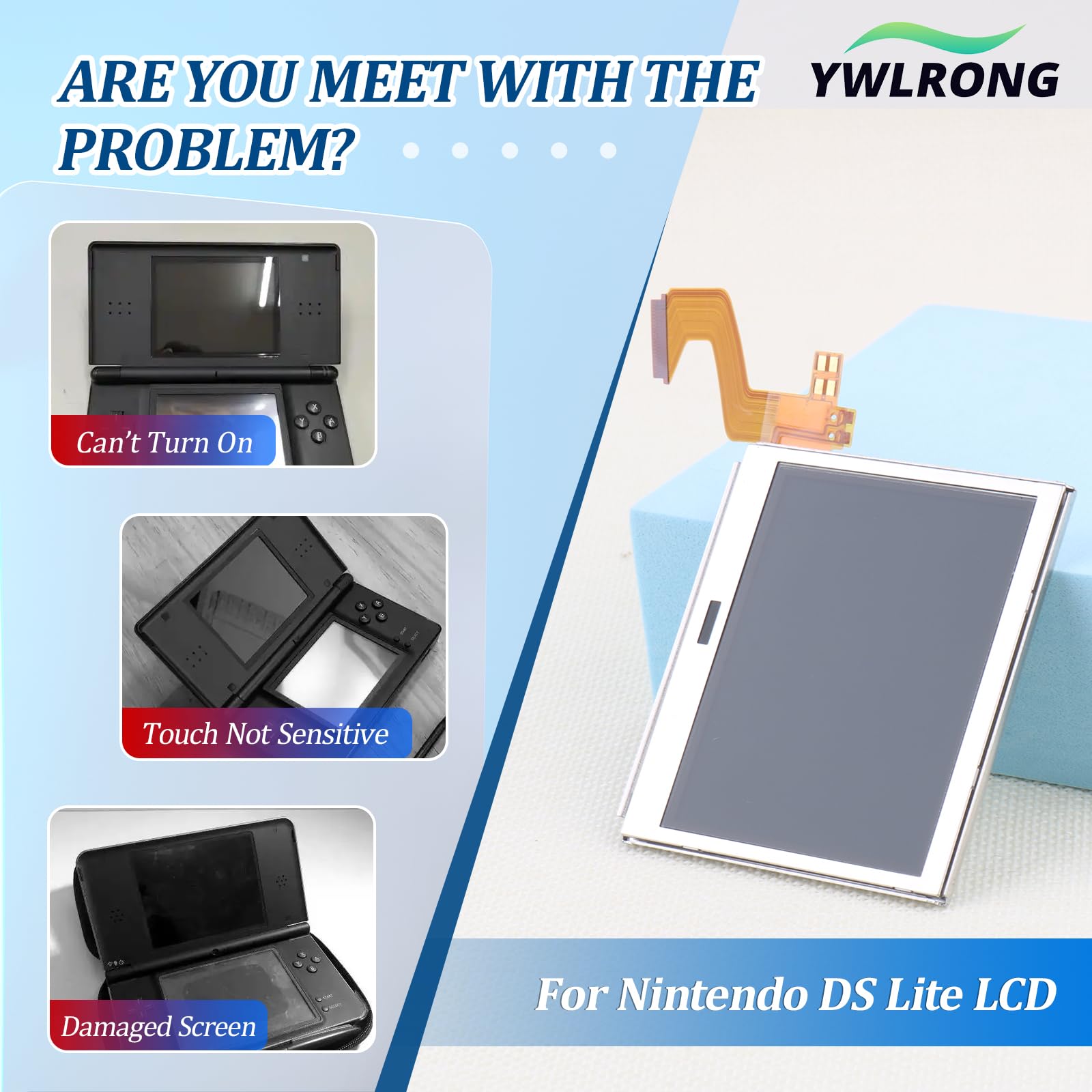 YWLRONG for Nintendo DS Lite Top Upper LCD Screen Display for Nintendo DS Lite Screen Repair Replacement Assembly Accessories Part with Repair Tools