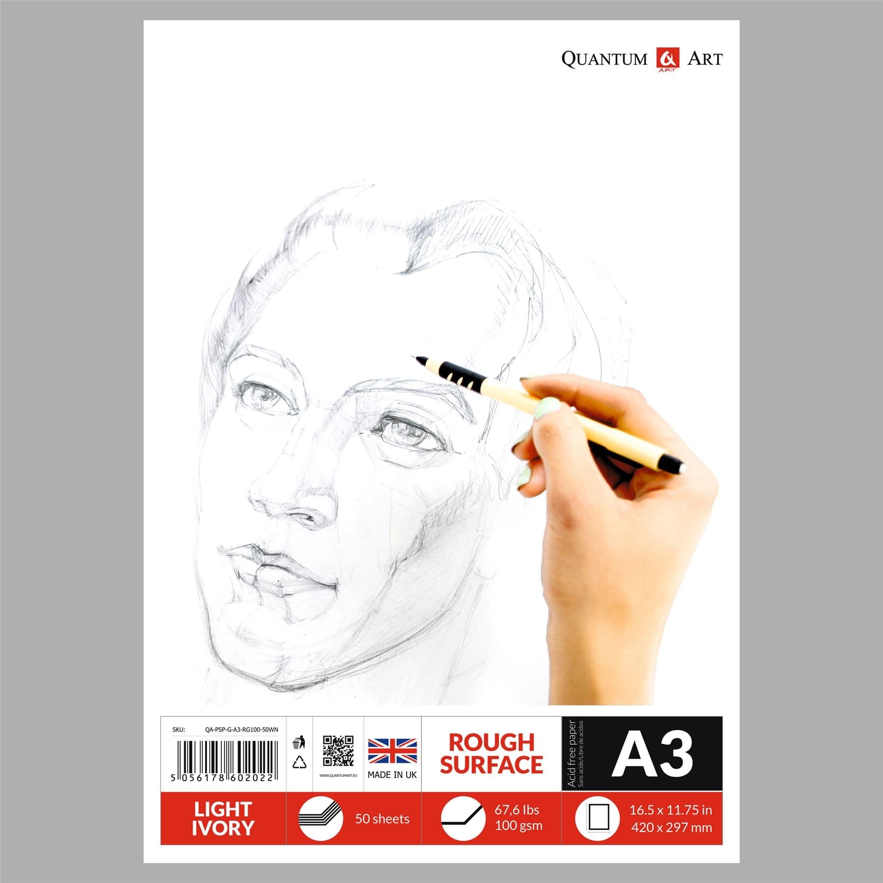 A3 Sketch Pad L Ivory Drawing Artist Paper GUMMED Book - 50 Sheets - 100 Pages