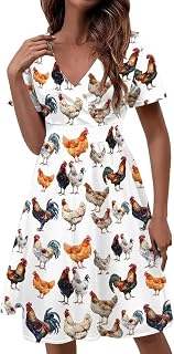 Women's Casual Dresses Short Sleeve Wrap V Neck Summer Dresses Swing Novelty Cocktail Dress with Pockets
