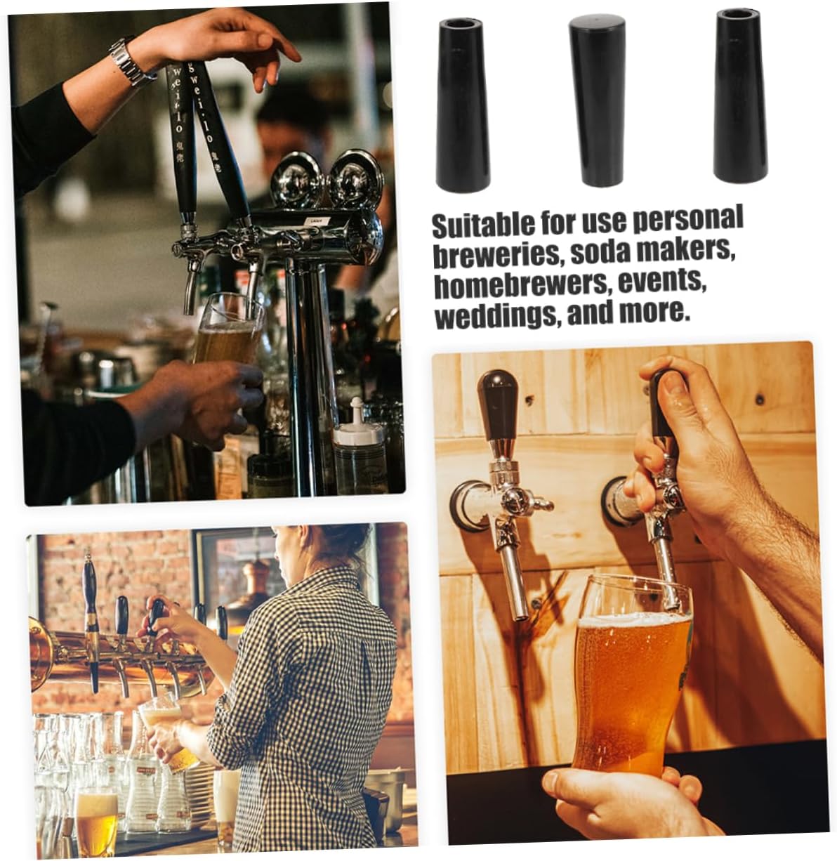 Luxshiny 3Pcs Beer Faucet Handles Replacement Plastic Tap Knobs for Keg and Beer Taps and Easy to Install Versatile Beer Tap Fittings with Smooth Surface Finish